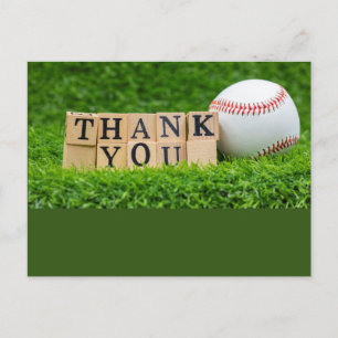 Baseboll tack med baseboll på grönt gräs  vykort