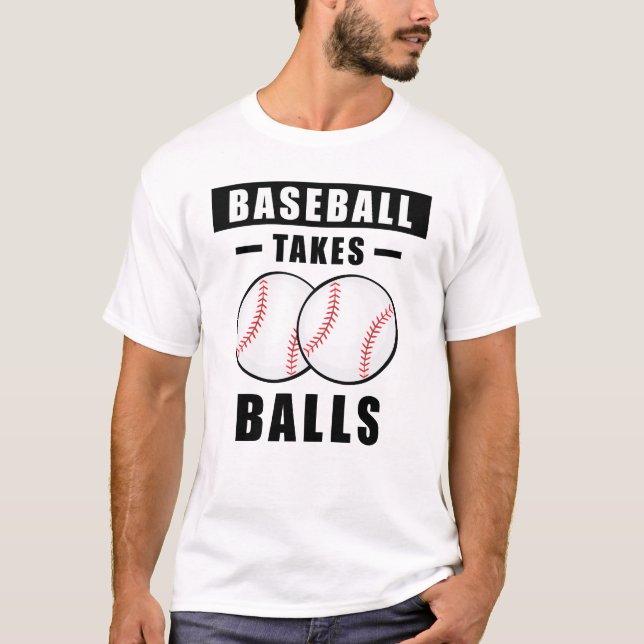 Baseboll tar bollar - Roligt T Shirt (Framsida)
