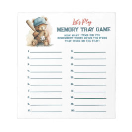 Baseboll Teddypojke Baby Shower Minnesbrickor Spel Anteckningsblock