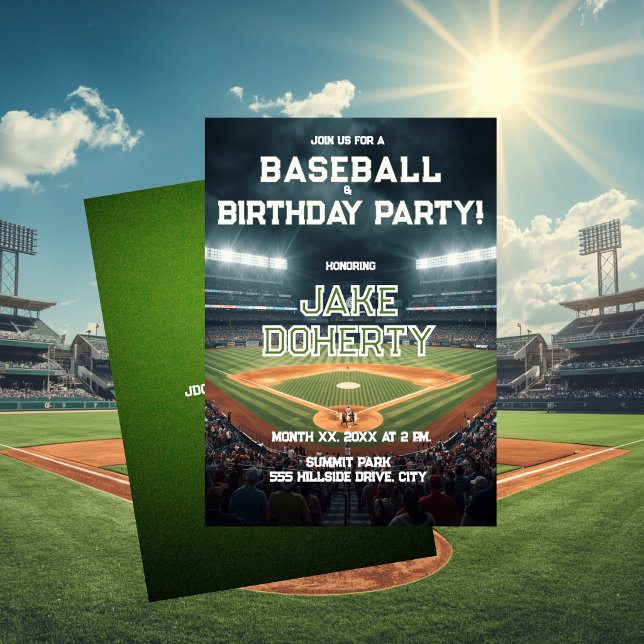 Baseboll tema födelsedagsfest inbjudningar (Baseball Theme Birthday Party Invitation)