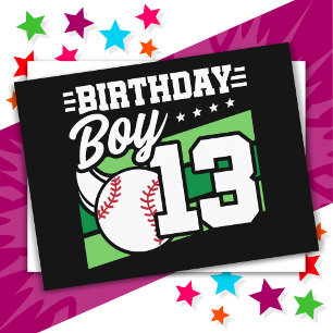 Baseboll tema för 13 årig födelsedagsfest för pojk vykort