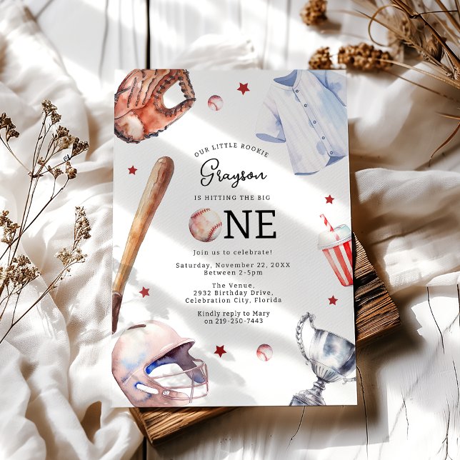 Baseboll tema för barn på första födelsedagsfesten inbjudningar (Skapare uppladdad)