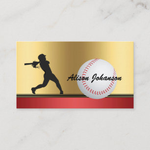 Baseboll tema med kvinnlig siluett Baseboll Visitkort