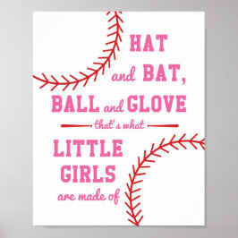 Baseboll tema Vad små flickor är gjorda av Poster