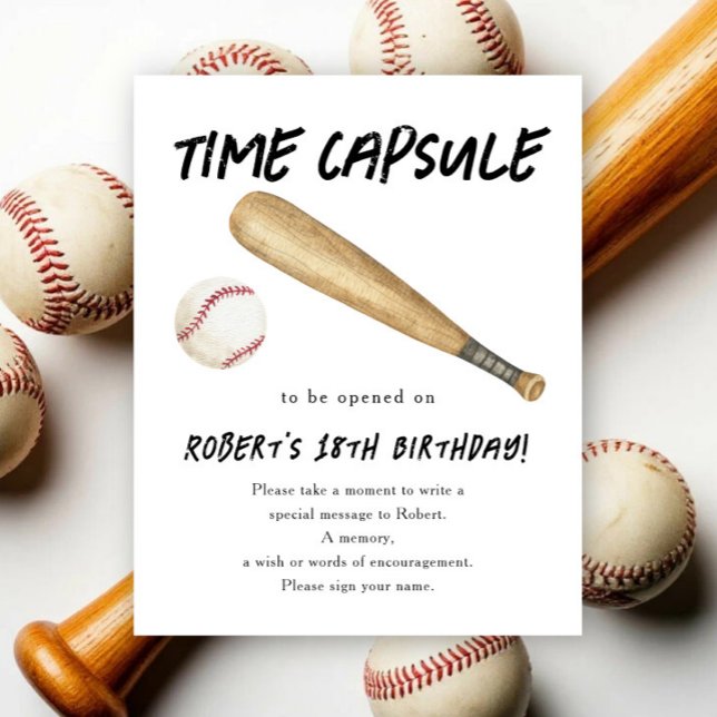 Baseboll tidskapsel 1-årsdag  poster (Skapare uppladdad)
