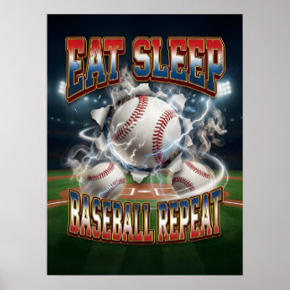 Baseboll väggdekor - Retro 90-tal Poster