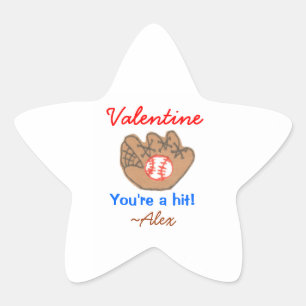 Baseboll valentine-dekal - personlig stjärnformat klistermärke
