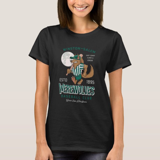 Baseboll Varulvs Måne Halloween T Shirt (Framsida)