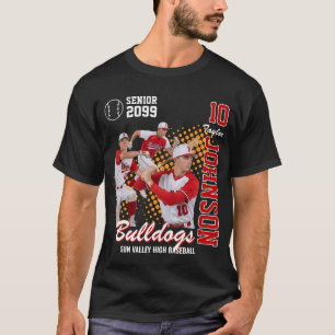 Basebollag Anpassad Foto Senior Kväll Röd T Shirt