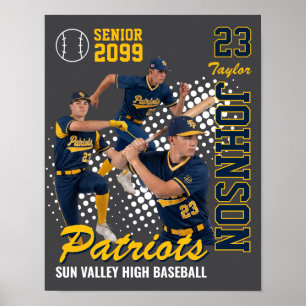 Basebollag Anpassad Foto Senior Night Blå Poster