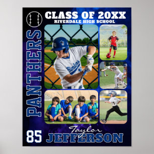 Basebollag High School Sport Bildcollage Poster
