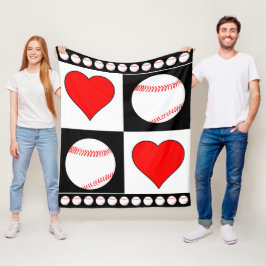 Basebollar och Hearts Loely Fleece Blanket för Flä
