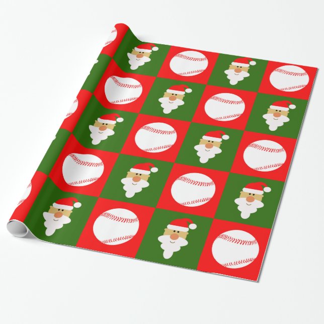 Basebollar och Jultomten Baseball Player jul Presentpapper (Utrullad)