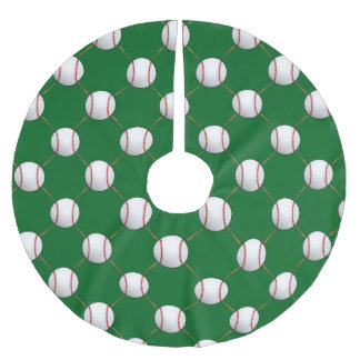 Basebollar och slagträn trädskört julgransmatta borstad polyester