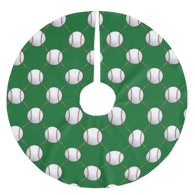 Basebollar och slagträn trädskört julgransmatta borstad polyester (Framsidan)