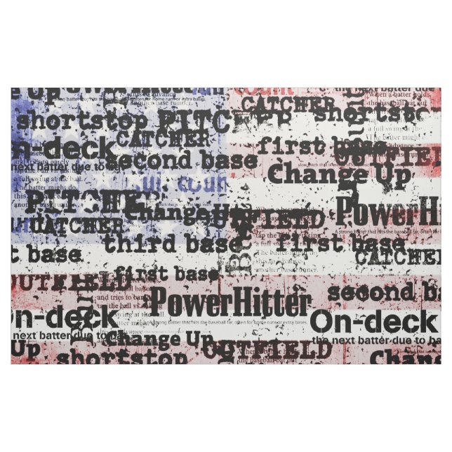 Basebollära | Urblekt Grunge Amerikansk Flagga Ord Tyg (Yard)