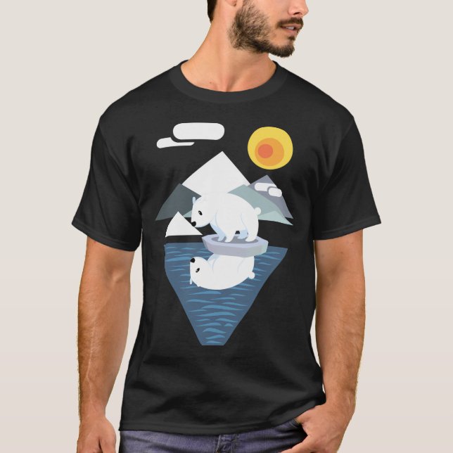Basebollärm med dilemma för isbjörnar t shirt (Framsida)