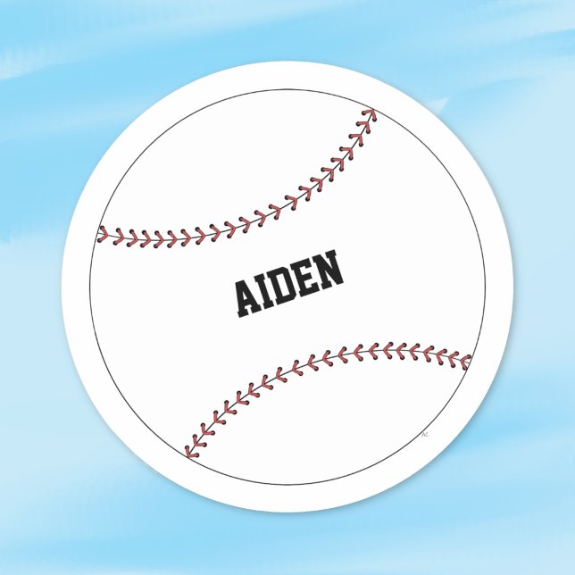 Basebollbarn Personlig Rund Klistermärke (Baseball kid personalized round sticker)