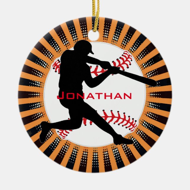 Basebolldesign Julgransprydnad Keramik (Framsidan)