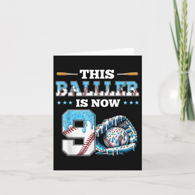 Basebolldropp 9:e Födelsedagsfesten Boy Sport Fläk Kort (Framsida)