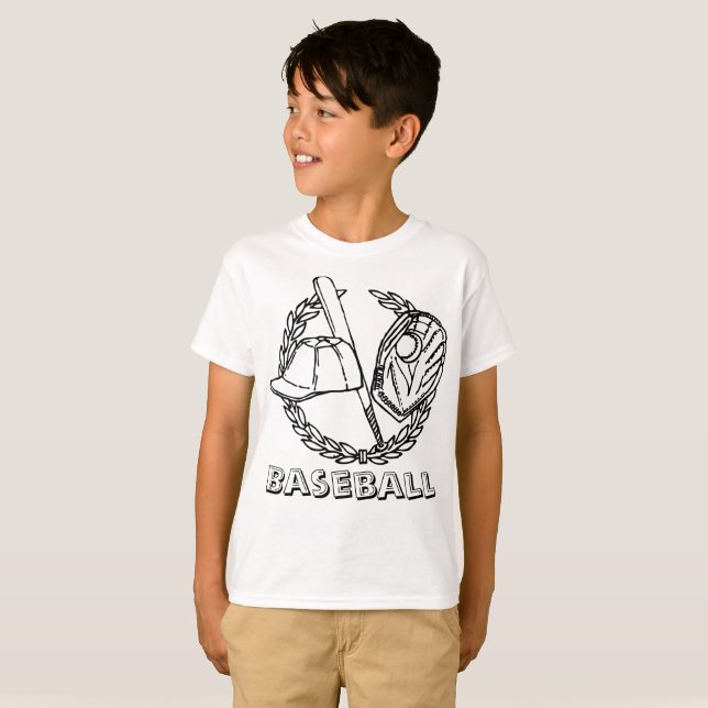 Basebollemblem med fladdermus, handskar, hylsa och tee shirt (Hel framsida)