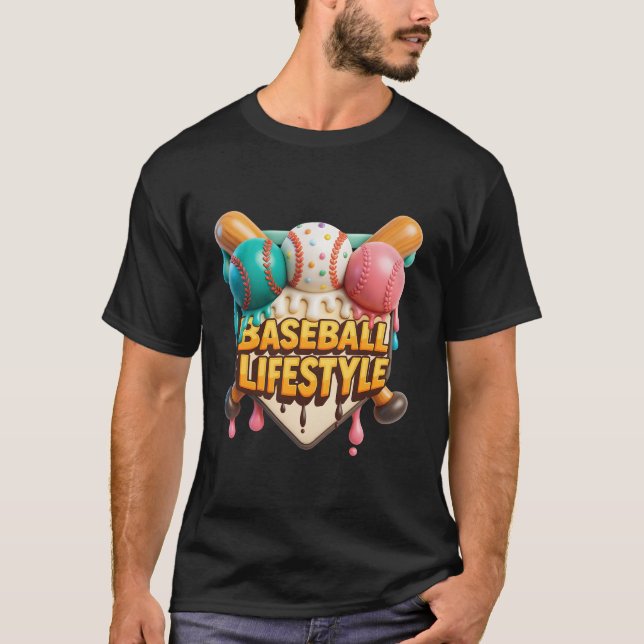 Basebollens livsstil Färgfläckar Ice Cream Sports- T Shirt (Framsida)