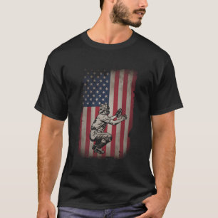 Basebollfångare Amerikansk Flagga Usa Patriotisk T Shirt