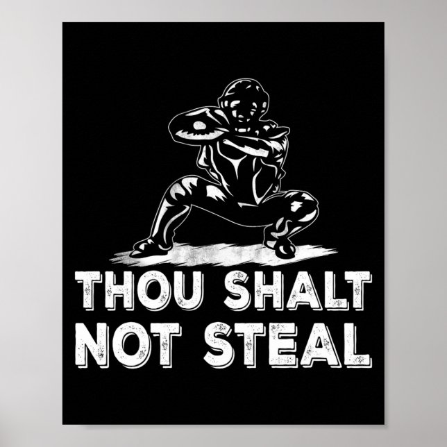 Basebollfångare Du Måste Inte Stjäla Religiös Bi Poster (Framsidan)