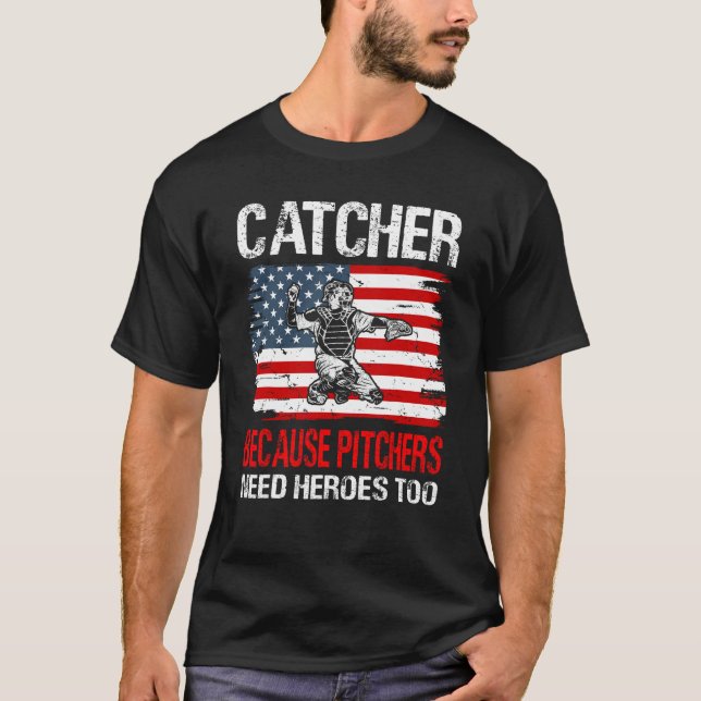 Basebollfångare eftersom pitchers också behöver hj t shirt (Framsida)