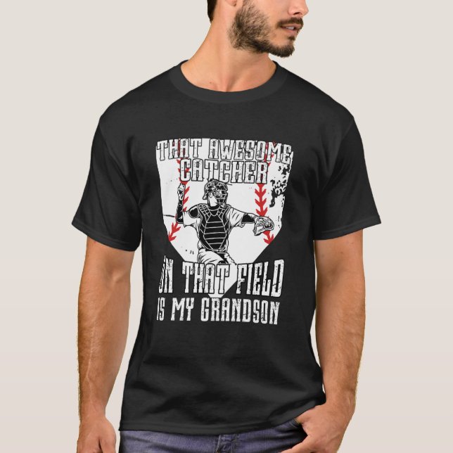 Basebollfångare Farfar Stolt Basebollfångare Morfa T Shirt (Framsida)