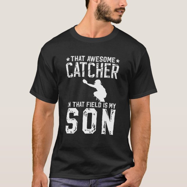Basebollfångare Pappa Stolt Basebollfångare Far T Shirt (Framsida)