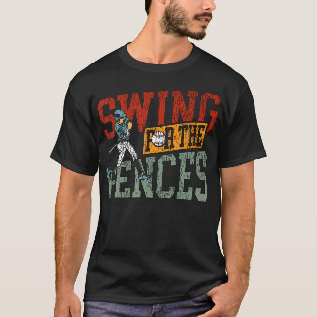 Basebollfantast Retro Vintage Swing För T Shirt (Framsida)