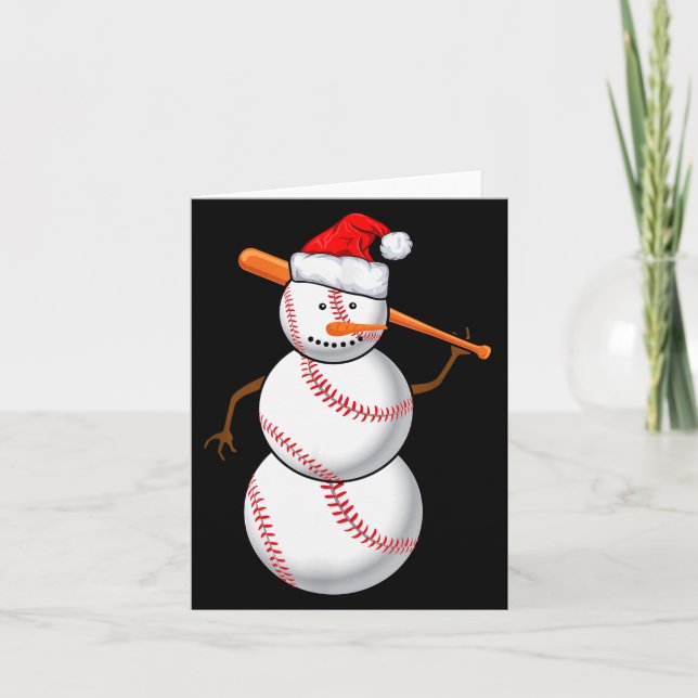 Basebollfantast snömannen rolig julpresent  kort (Framsida)