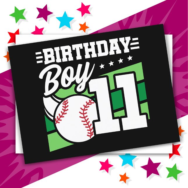 Basebollfest tema för 11-åring, 11-års födelsedag  vykort (Skapare uppladdad)