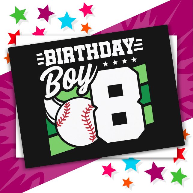 Basebollfest tema för 8-åring Pojkens 8-årsdag Vykort (Skapare uppladdad)