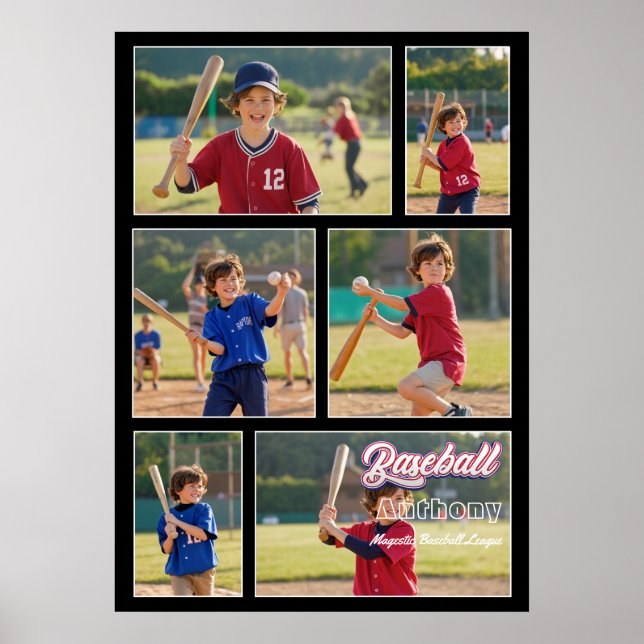 Basebollfoto Collage - Personlig Minnesgåva Poster (Framsidan)