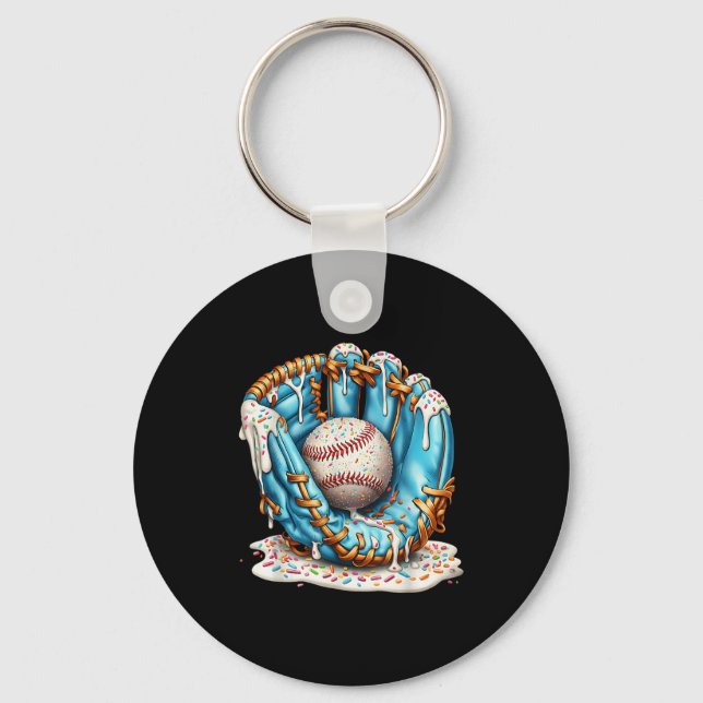 Basebollhandske Glass Dripp Med Strössel Män B Nyckelring (Framsida)