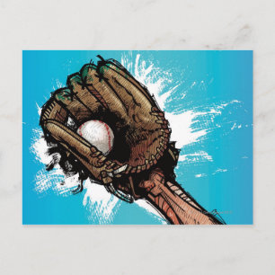 Basebollhandske med bas boll vykort