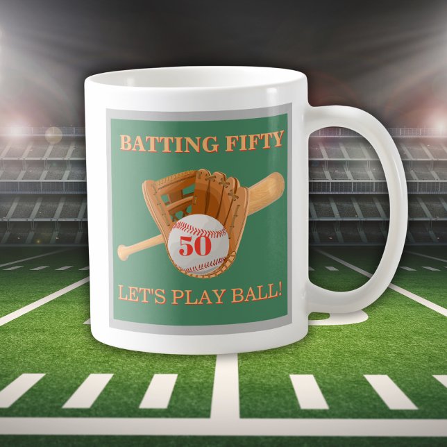 Basebollhandske Slag Femtio Mäns 50-årsdag Kaffemugg (Skapare uppladdad)