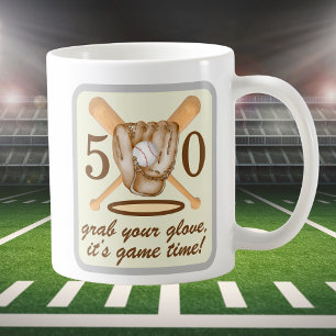 Basebollhandske slagträ tema herr 50-årsdag kaffemugg