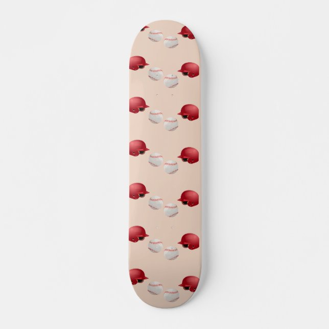 Basebollhjälmen och bollar på mini skateboard bräda 18,5 cm (Framsida)