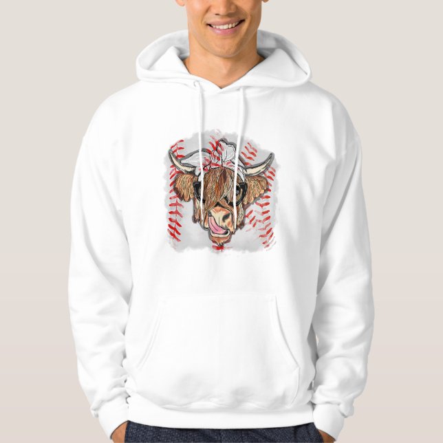 basebollhöns med bandana baseball älskare hoodie (Framsida)
