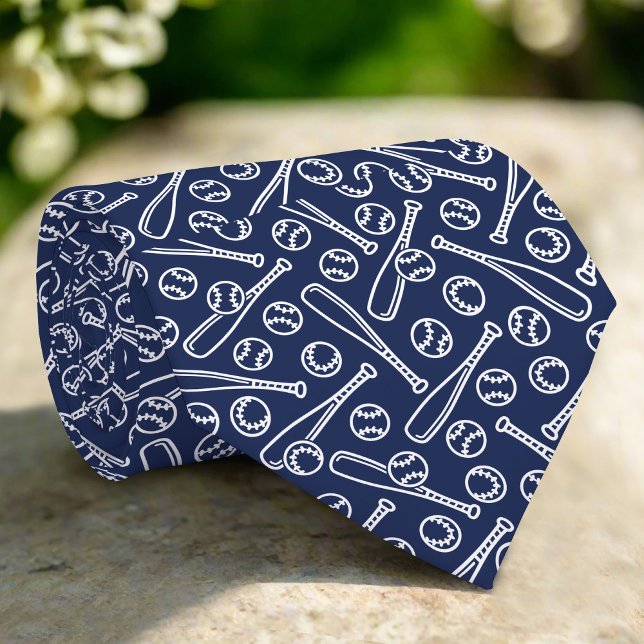 Basebollikoner på marinbakgrunden Fars dag Slips (Skapare uppladdad)