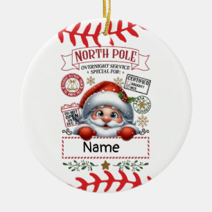Basebolljul med boll Cute Jultomten Julgransprydnad Keramik