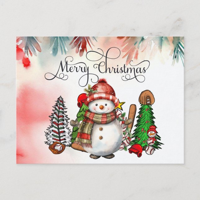 Basebolljul med gåvor och boll helg vykort (Framsida)