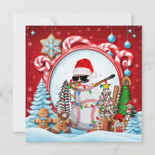 Basebolljul med gåvor och boll julkort (Framsida)