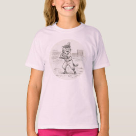 Basebollkatt (linjeteckning) - Stödjer ideella org T Shirt