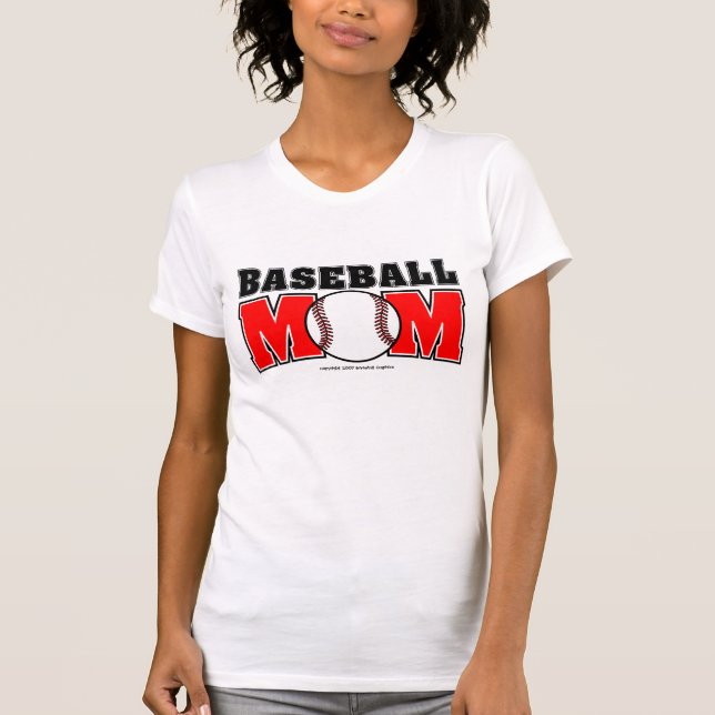 Basebollmamma dam AA Reversibel genomskinlig topp Tee Shirt (Framsida)