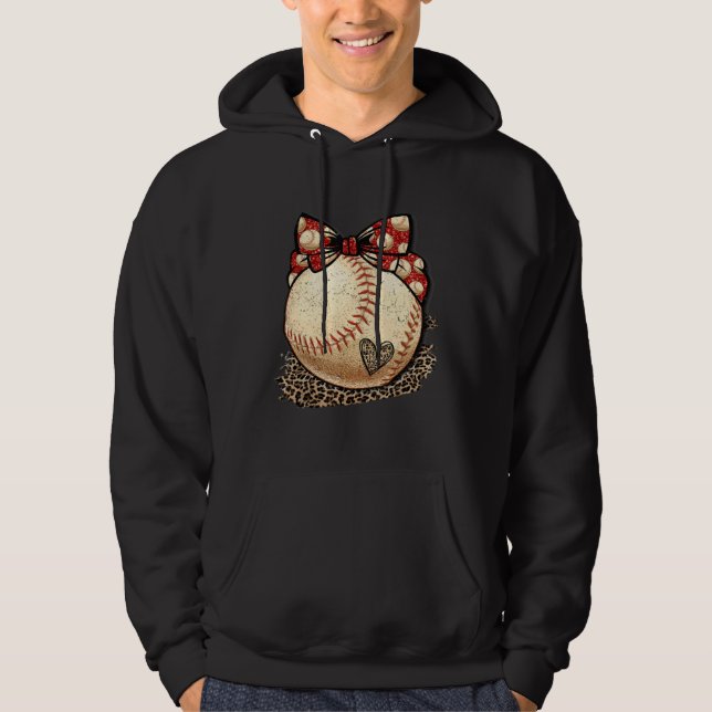 Basebollmamma Leopard  Softboll Mamma Mors Dag C Hoodie (Framsida)