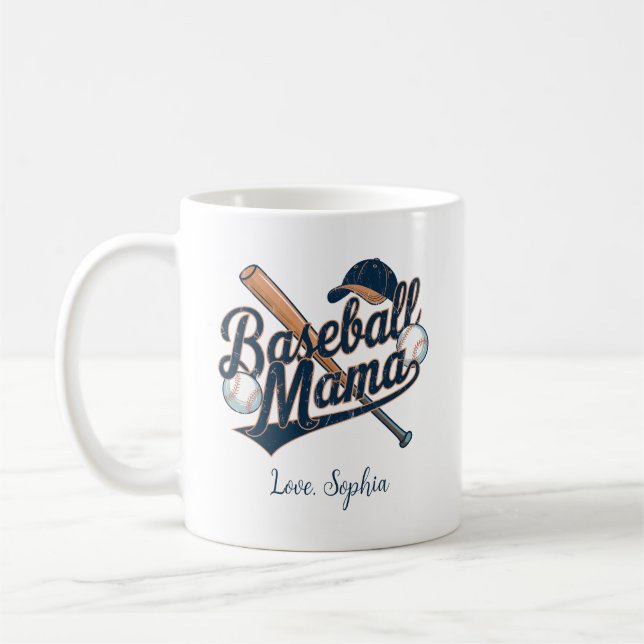 Basebollmamma, Mors dag Anpassat Namn Kaffemugg (Vänster)